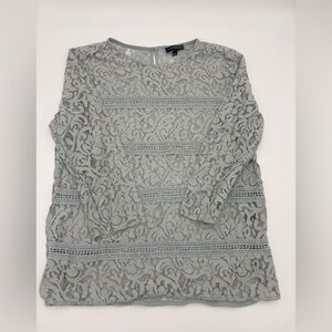The Limited Lace Blouse in Gray Blue